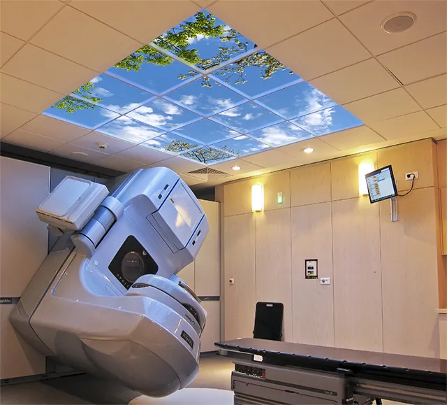 Sky Factory Luminous SkyCeiling installed over a Cyberknife